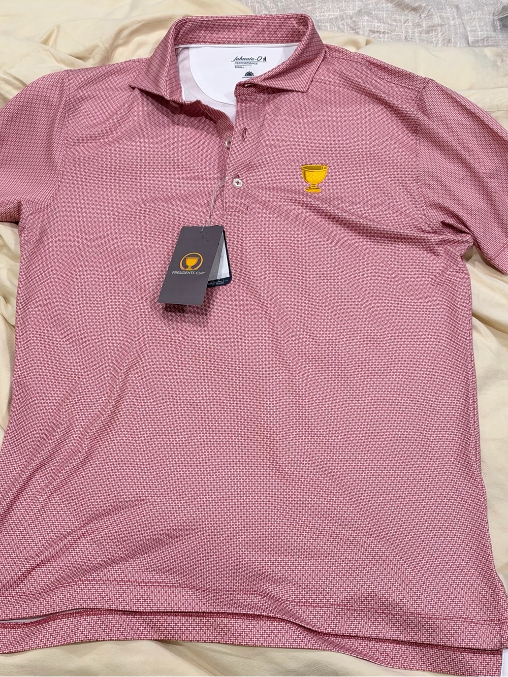 johnnie-O Rose Micro-Geo Polo with Trophy Emblem (President’s Cup)